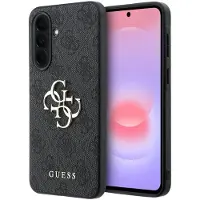 GUESS Hoesje geschikt voor Samsung Galaxy A37 - PU Leren Backcover - 4G Print & Metalen Logo - Grijs