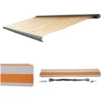 Mendler Vervangingshoes voor zonnescherm T124, volledig cassette model, zonwering, 5x3 meter polyester, oranje-wit