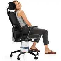 Desktronic Ergonomische Bureaustoel Met Verstelbare Hoofdsteun Armleuningen En Lendensteun Hoogte Verstelbaar Ademende Mesh Ruime Zitting Zwart