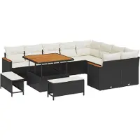 vidaXL Tuinbank Set 12 st Zwart poly rattan