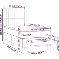 vidaXL Boxspring met matras stof zwart 90x200 cm
