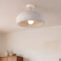 LumenXL Wabi Sabi plafondlamp Zenro wit met terrazzo steeneffect en roségoud detail