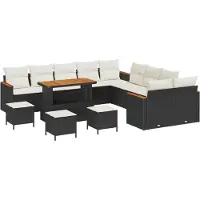 vidaXL Tuinbank Set 14 st Zwart poly rattan