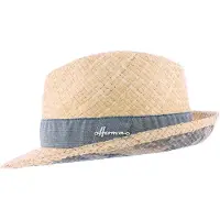 Herman chapeau été petit bord relevé à l'arrière en paille naturelle légère avec ruban uni