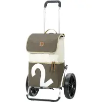 Andersen Shopper Trolley 'Mole' lichtbeige / olijfgroen / wit