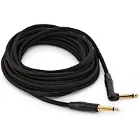 Gear4Music 6.35mm TS Jack - 6.35mm TS Jack Braided Right Angled Pro Cable 9m