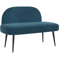 vidaXL Gevuld bankje met rugleuning Blauw 110 x 60 x 76 cm Fluweel