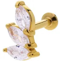 Lucardi - Dames Stalen goldplated traguspiercing met zirkonia - Piercing - Staal - Goudkleurig