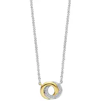 Ti sento Dames Ketting - 925 zilver - Zirkonia met geel verguld - Maat 42 - 3915ZY