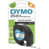 Dymo LetraTag originele plastic labels | Zwart afdrukken op witte etiketten | 12 mm x 4 m | Zelfklevende multifunctionele labels voor LetraTag labelprinters | gemaakt in Europa