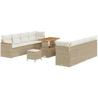 vidaXL Tuinbank Set 11 st Beige poly rattan