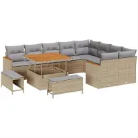 vidaXL Tuinbank Set 12 st Beige poly rattan