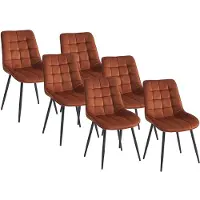 Vente-unique Set van 6 gewatteerde stoelen - Fluweel en zwart metaal - Terracotta - OLLUA