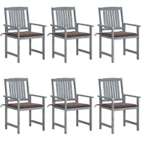vidaXL Tuinstoelen 6 st met kussens massief acaciahout grijs