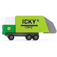 Candylab Toys houten speelgoedauto - Garbage Truck - kleurrijk design.