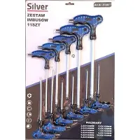 Silver 11-delige Imbussleutel Set - T-Type Handgrepen - Cr-V Staal - Ergonomisch