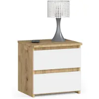 Akord Nachtkastje CL2 met 2 Lades / Furniture Factory / Artisan Eik - Wit / 40 x 40 x 35 cm