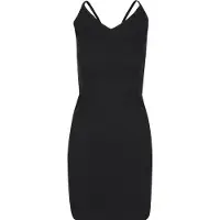 Urban Classics Midi-jurk - Ladies Rib Jersey Neckholder Dress - XS tot L - voor Vrouwen - zwart | Maat L