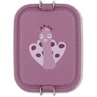 Trixie | Brooddoos klein - Mrs. Peacock - RSV Lunchbox voor kinderen - Makkelijk te openen Broodtrommel - Paars - Pauw - RVS