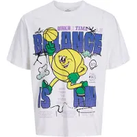 Jack & Jones JUNIOR T-shirt wit Jongens Katoen Ronde hals Printopdruk - maat 140