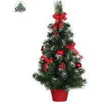 Guirma - Staande Kerstboom met rode decoraties 60 cm besneeuwd effect