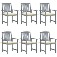 vidaXL Tuinstoelen 6 st met kussens massief acaciahout grijs