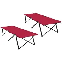 vidaXL Opvouwbaar Campingbed 2 pcs Rood 206 x 76 x 74 cm