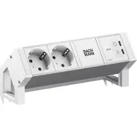Bachmann DESK2 ALU WHITE 2xCEE7/3, 1xUSB C/C 45W L=0,2m RAL9010