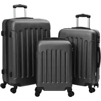 vidaXL Koffer met slot 3 st Donkergrijs 50 x 31 x 78 cm ABS Kunststof