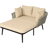 Sweiko Tuinstoel - Balkon Ligstoel - Kussen Afneembaar - Khaki