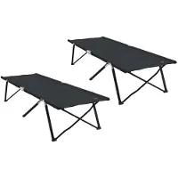 vidaXL - Opvouwbaar - Campingbed - 2 - st - Zwart - 206 - x - 76 - x - 74 - cm