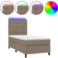 vidaXL Boxspring met matras en LED stof taupe 200x200 cm