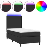 vidaXL Boxspring met matras en LED kunstleer zwart 160x200 cm
