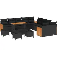 vidaXL Tuinbank Set 14 st 14-Aantal zitplaatsen Zwart