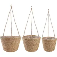 vidaXL Zeegras Plantenmanden 3 pcs Naturel Ø26 x 19 cm 100% Zeegras