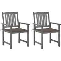 vidaXL Tuinstoelen 2 st met kussens massief acaciahout grijs
