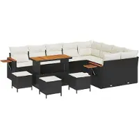 vidaXL Tuinbank Set 13 st Zwart poly rattan