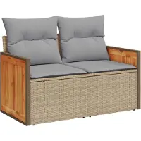 vidaXL Tuinbank Set 10 st 10-Aantal zitplaatsen Beige en Lichtgrijs
