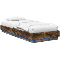 vidaXL Bed Frame met LED Gerookt eiken 80 x 200 cm Bewerkt hout