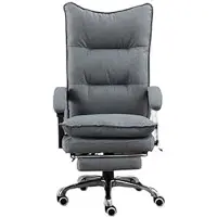 Nicole Bureaustoel Ergonomisch Directiestoel met Voetensteun en Hoge Rugleuning – Luxe Leren Office Chair met 360° Draaifunctie, Verstelbare Hoogte en Wielen – Grigio