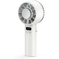 VHV - Handventilator - draagbare mini ventilator voor kantoor, camping en onderweg - met 5200 mAh batterij, koelfunctie en display - wit ABS 17.7 x 6.1 x 5.9 cm