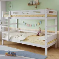 MODFU - Stapelbed - Met Ladder En Uitvalbeveiliging - Strak Design - Hout En MDF - Wit - 90 X 200 Cm