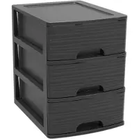 Eda Plastiques Ladenkast/bureau organizer zwart A5 3x lades stapelbaar L19 x B26 x H25 cm - Ladeblok