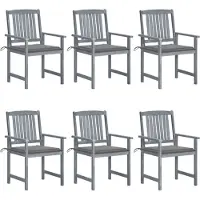 vidaXL Tuinstoelen 6 st met kussens massief acaciahout grijs