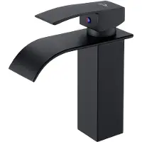 Auralum Max Waterval Wastafelkraan Zwart - Badkamerkraan - Modern Design - Luxe Mengkraan - Inclusief aansluitslangen