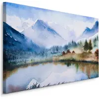 Karo-art Schilderij - Berglandschap en meer (print op canvas), 4 maten, multi-gekleurd, premium print