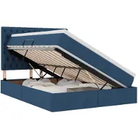 vidaXL LED opbergbed met matras Blauw 140 x 200 cm Stof