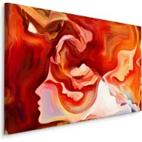 Karo-art Schilderij - rode abstractie met gezicht, 4 maten, wanddecoratie