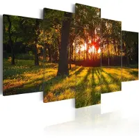 Karo-art Schilderij - In de schaduw van het bos, 5luik