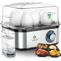Kesser Eierkoker electrisch voor 8 Eieren | Elektrische Eierkoker 500W van roestvrij staal met Timer en Maatbeker, kom voor omelet & Eierhouder BPA-vrij - Zwart / Zilver